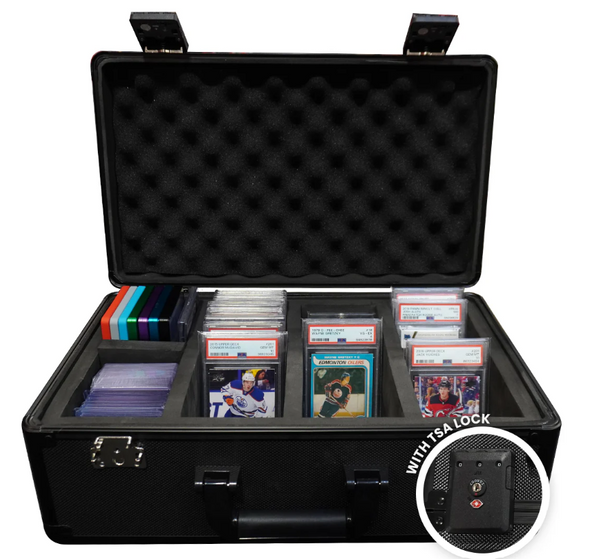 EVORETRO Four-Row Aluminum Graded Card Storage Box with Key Lock