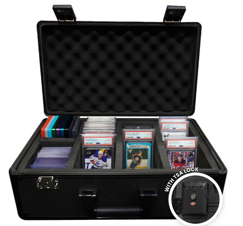 EVORETRO Four-Row Aluminum Graded Card Storage Box with Key Lock