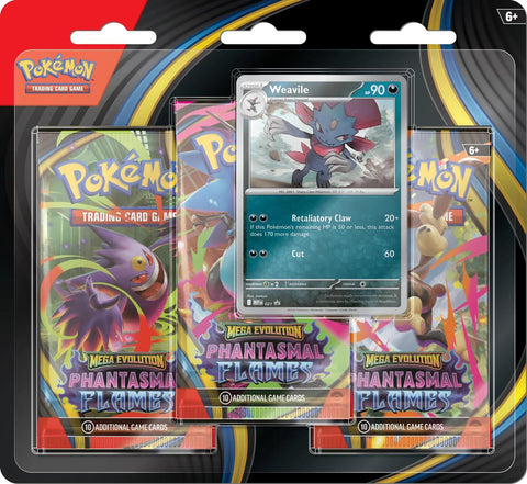 Mega Evolution: Phantasmal Flames - 3 Pack Blister (Weavile)