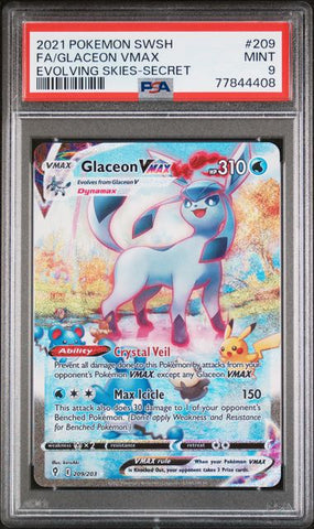 Glaceon VMAX - EVOLVING SKIES - PSA 9