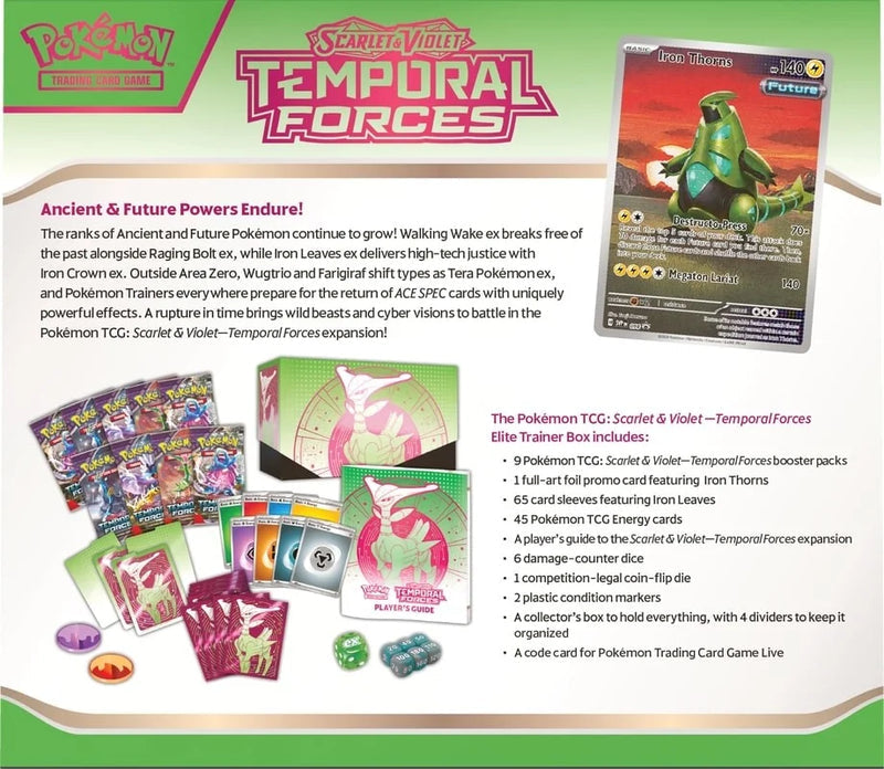 Scarlet & Violet: Temporal Forces - Elite Trainer Box (Iron Leaves) - Comfy Hobbies