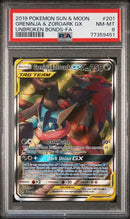 Greninja & Zoroark GX - UNBROKEN BONDS - PSA 8