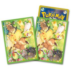 Card Sleeve - Japan-Exclusive - sleeping pikachu & eevee (pack of 64) - Comfy Hobbies