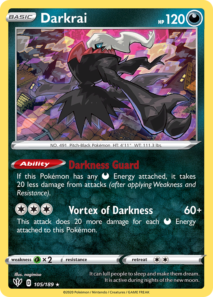 Darkrai (105/189) (Cosmos Holo) [Sword & Shield: Darkness Ablaze] - Comfy Hobbies