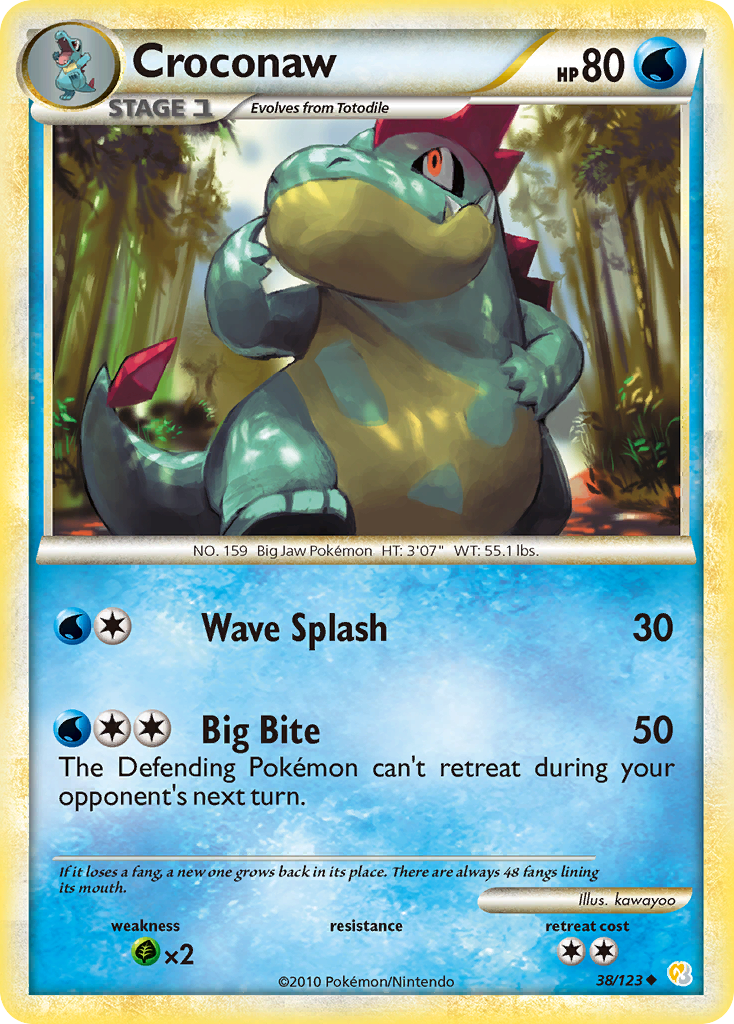 Croconaw (38/123) [HeartGold & SoulSilver: Base Set] - Comfy Hobbies