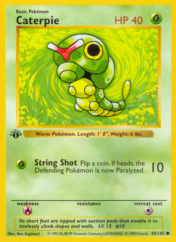 Caterpie (45/102) (Shadowless) [Base Set 1st Edition] - Comfy Hobbies