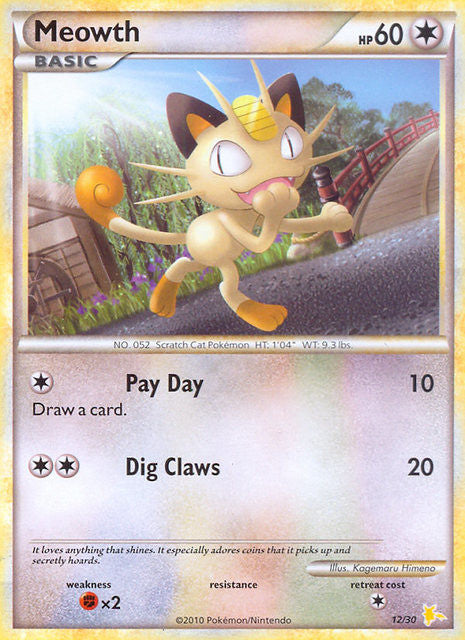 Meowth (12/30) [HeartGold & SoulSilver: Trainer Kit - Raichu] - Comfy Hobbies