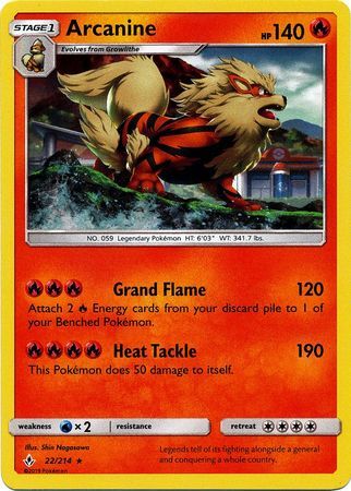 Arcanine (22/214) (Cosmos Holo) [Sun & Moon: Unbroken Bonds] - Comfy Hobbies