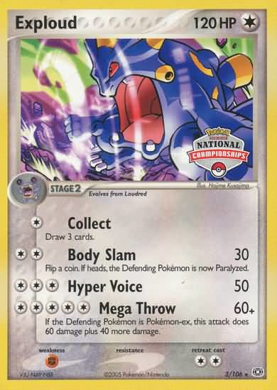 Exploud (3/106) (National Championship Promo) [EX: Emerald] - Comfy Hobbies