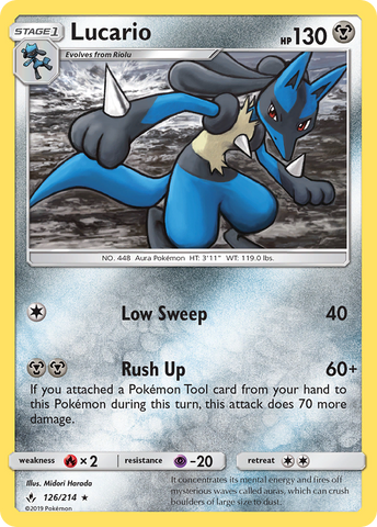 Lucario (126/214) [Sun & Moon: Unbroken Bonds] - Comfy Hobbies