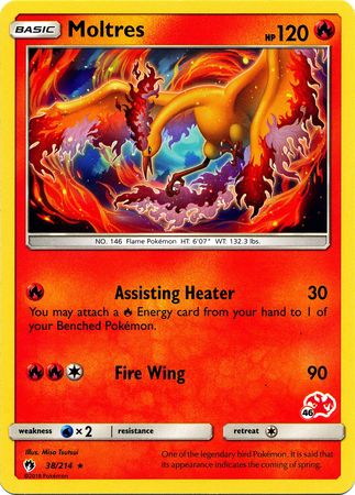 Moltres (38/214) (Charizard Stamp #46) [Battle Academy 2020] - Comfy Hobbies
