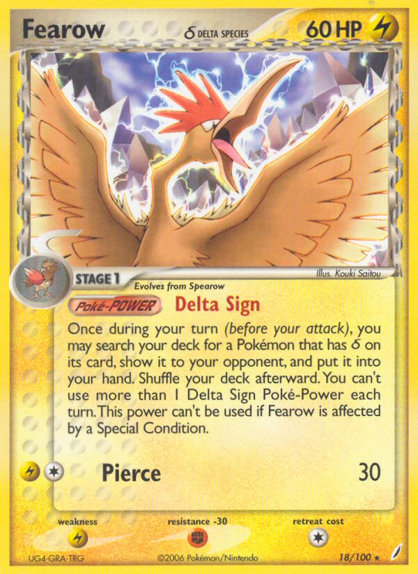 Fearow (18/100) (Delta Species) [EX: Crystal Guardians] - Comfy Hobbies