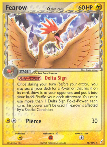 Fearow (18/100) (Delta Species) [EX: Crystal Guardians] - Comfy Hobbies
