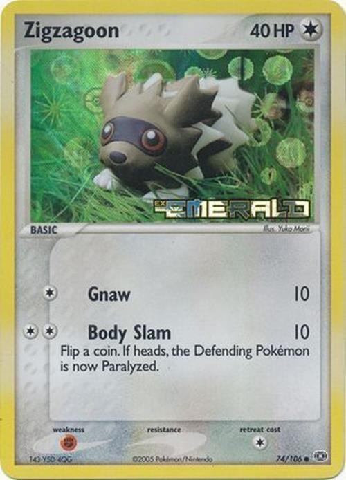 Zigzagoon (74/106) (Stamped) [EX: Emerald] - Comfy Hobbies