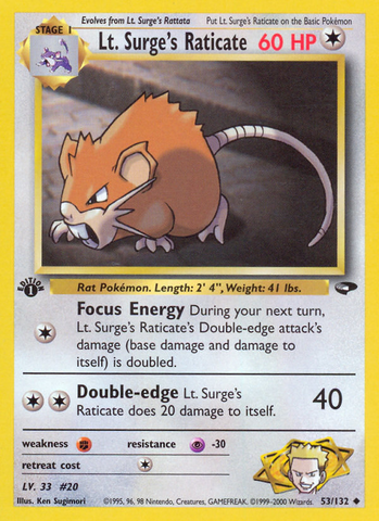 Lt. Surge's Raticate (53/132) [Gym Challenge 1st Edition] - Comfy Hobbies