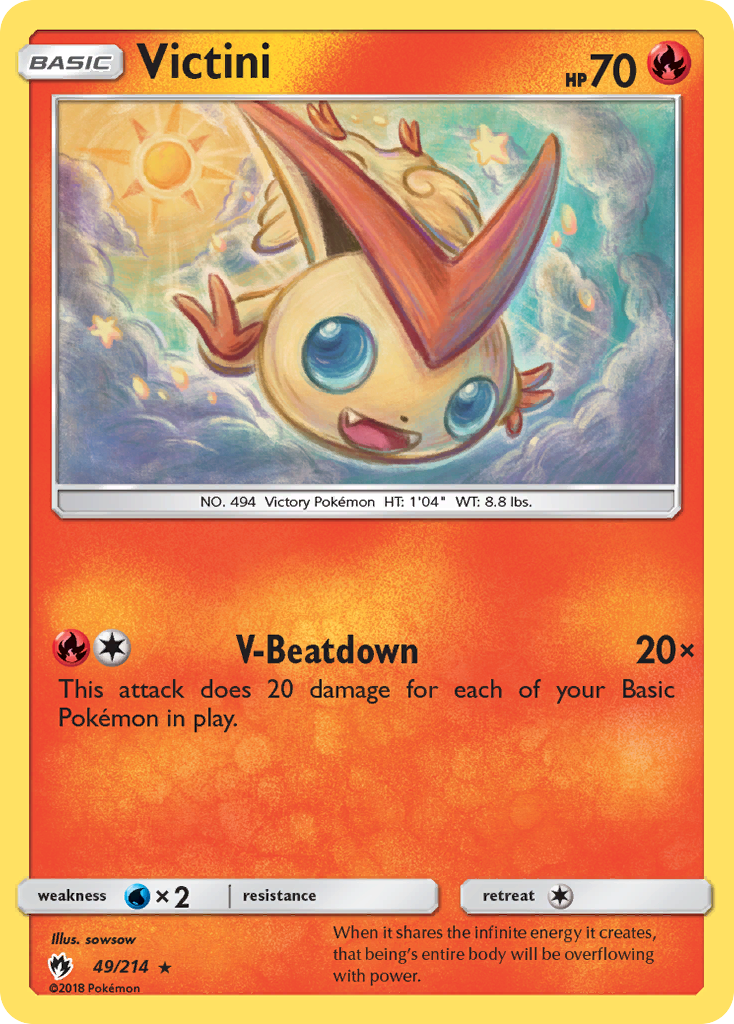 Victini (49/214) [Sun & Moon: Lost Thunder] - Comfy Hobbies