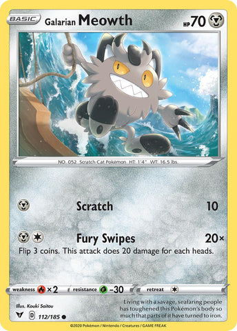 Galarian Meowth (112/185) [Sword & Shield: Vivid Voltage] - Comfy Hobbies