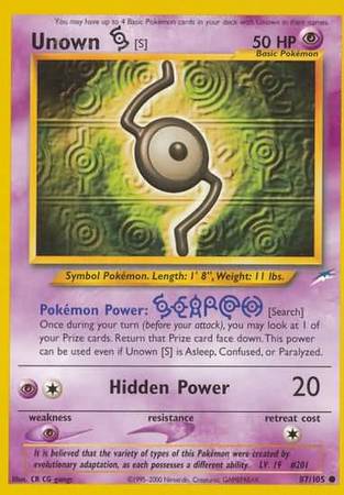 Unown [S] (87/105) [Neo Destiny Unlimited] - Comfy Hobbies