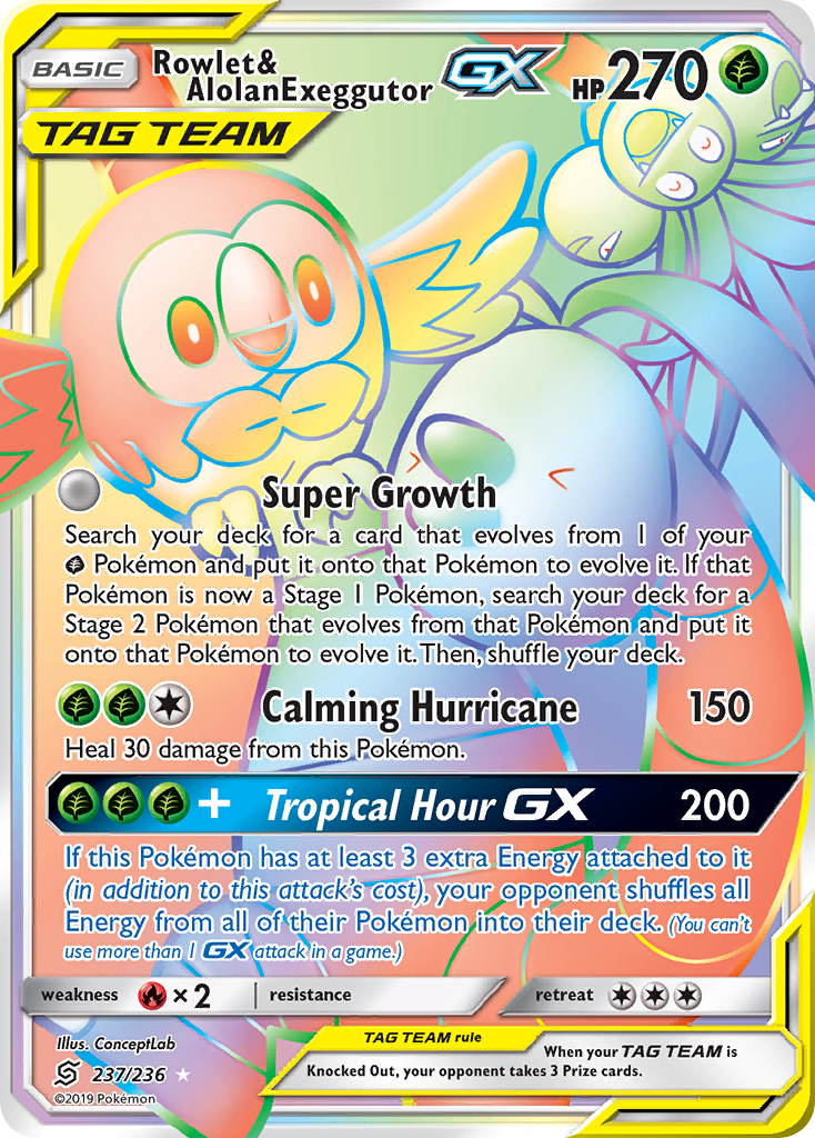 Rowlet & Alolan Exeggutor GX (237/236) [Sun & Moon: Unified Minds] - Comfy Hobbies