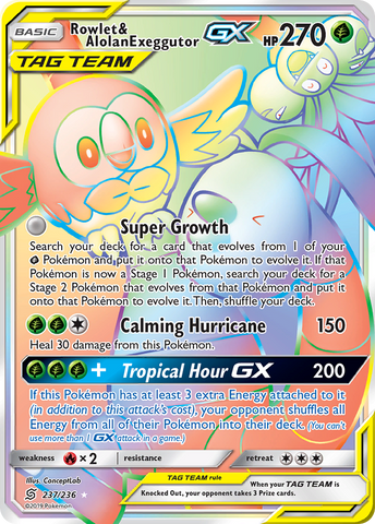 Rowlet & Alolan Exeggutor GX (237/236) [Sun & Moon: Unified Minds] - Comfy Hobbies