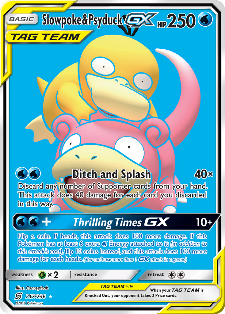 Slowpoke & Psyduck GX (217/236) [Sun & Moon: Unified Minds] - Comfy Hobbies