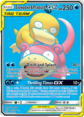 Slowpoke & Psyduck GX (217/236) [Sun & Moon: Unified Minds] - Comfy Hobbies