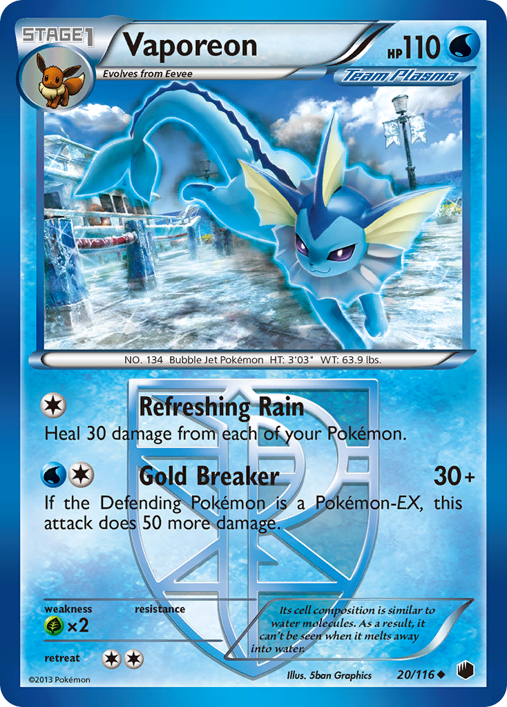 Vaporeon (20/116) [Black & White: Plasma Freeze] - Comfy Hobbies