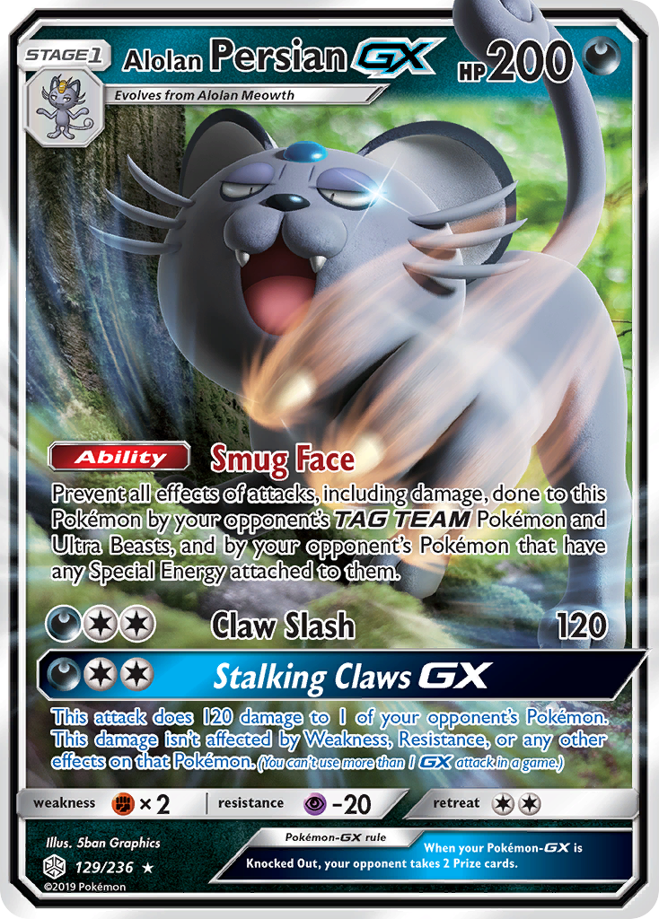 Alolan Persian GX (129/236) [Sun & Moon: Cosmic Eclipse] - Comfy Hobbies