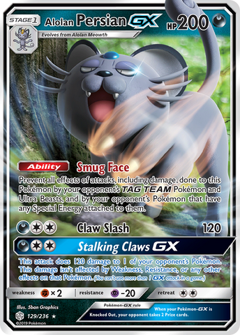 Alolan Persian GX (129/236) [Sun & Moon: Cosmic Eclipse] - Comfy Hobbies