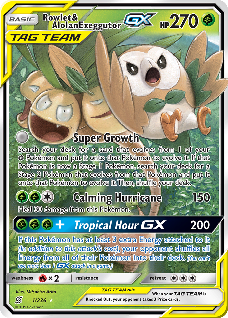 Rowlet & Alolan Exeggutor GX (1/236) [Sun & Moon: Unified Minds] - Comfy Hobbies