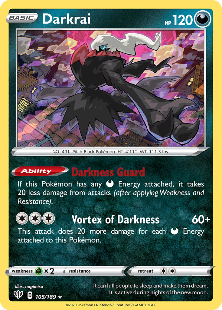 Darkrai (105/189) (Theme Deck Exclusive) [Sword & Shield: Darkness Ablaze] - Comfy Hobbies