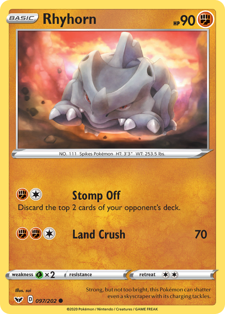 Rhyhorn (097/202) [Sword & Shield: Base Set] - Comfy Hobbies