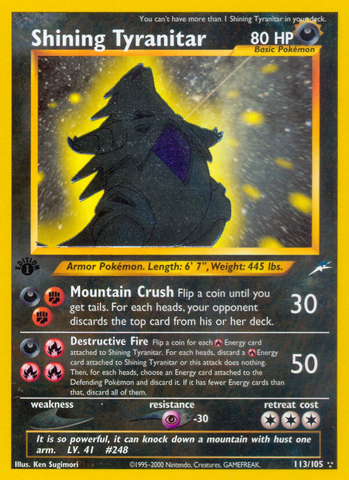 Shining Tyranitar (113/105) [Neo Destiny 1st Edition] - Comfy Hobbies