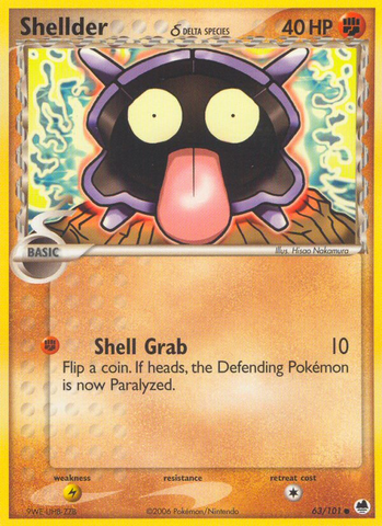 Shellder (63/101) (Delta Species) [EX: Dragon Frontiers] - Comfy Hobbies