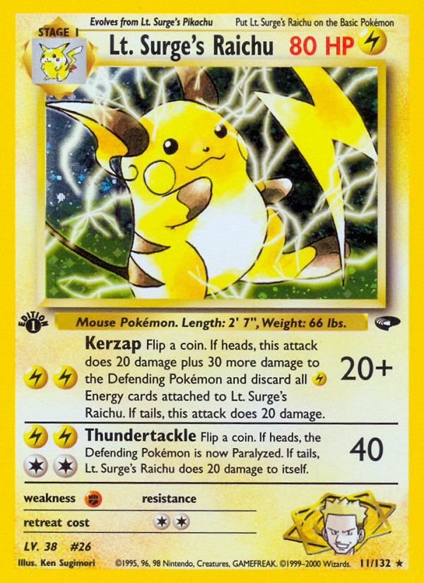 Lt. Surge's Raichu (11/132) [Gym Challenge 1st Edition] - Comfy Hobbies