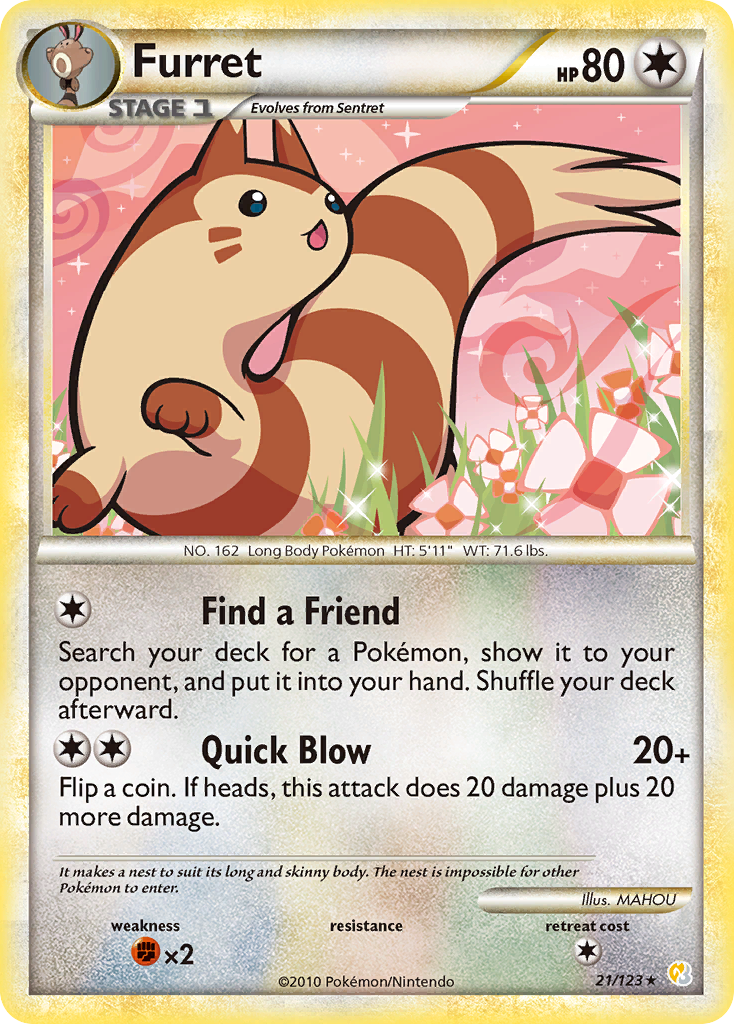 Furret (21/123) [HeartGold & SoulSilver: Base Set] - Comfy Hobbies
