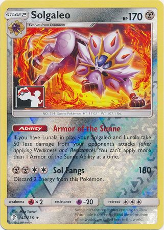 Solgaleo (142/236) (Pokemon Club Special Print) [Sun & Moon: Cosmic Eclipse] - Comfy Hobbies