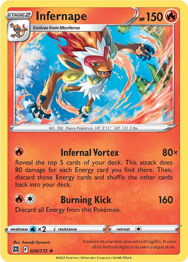 Infernape (026/172) (Theme Deck Exclusive) [Sword & Shield: Brilliant Stars] - Comfy Hobbies