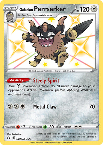 Galarian Perrserker (SV087/SV122) [Sword & Shield: Shining Fates] - Comfy Hobbies