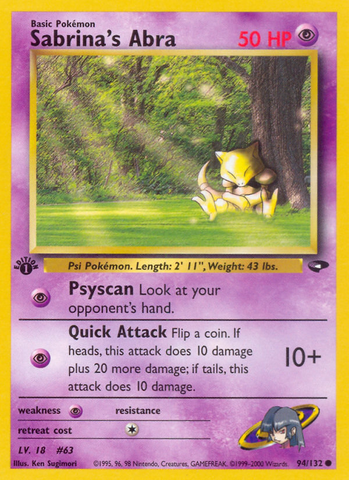 Sabrina's Abra (94/132) [Gym Challenge 1st Edition] - Comfy Hobbies
