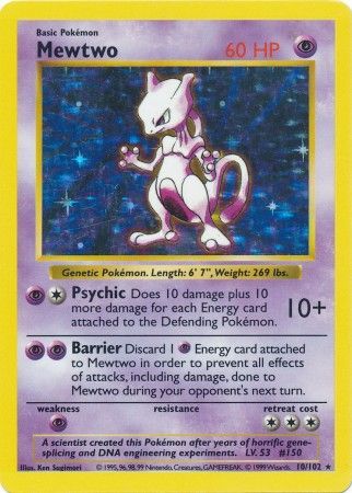 Mewtwo (10/102) [Base Set Shadowless Unlimited] - Comfy Hobbies