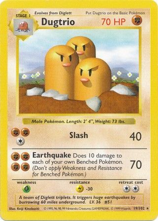 Dugtrio (19/102) [Base Set Shadowless Unlimited] - Comfy Hobbies