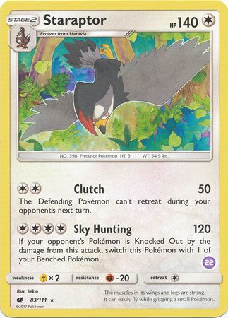 Staraptor (83/111) (Deck Exclusive #22) [Sun & Moon: Trainer Kit - Alolan Sandslash] - Comfy Hobbies
