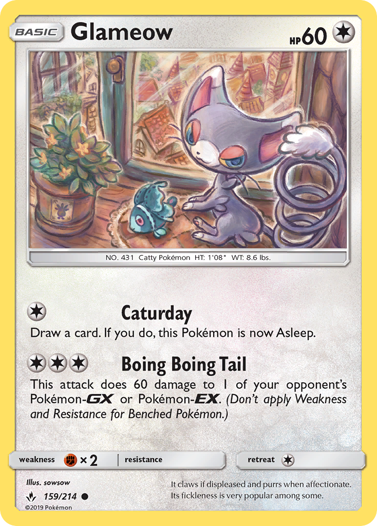 Glameow (159/214) [Sun & Moon: Unbroken Bonds] - Comfy Hobbies
