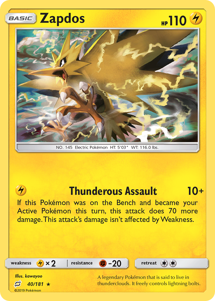 Zapdos (40/181) [Sun & Moon: Team Up] - Comfy Hobbies