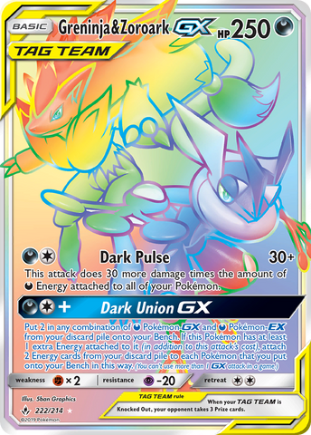 Greninja & Zoroark GX (222/214) [Sun & Moon: Unbroken Bonds] - Comfy Hobbies
