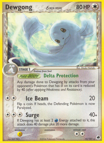 Dewgong (15/101) (Delta Species) [EX: Dragon Frontiers] - Comfy Hobbies