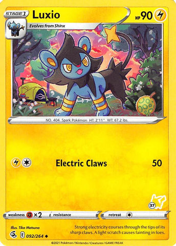 Luxio (092/264) (Pikachu Stamp #37) [Battle Academy 2022] - Comfy Hobbies