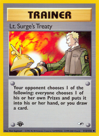 Lt. Surge's Treaty (112/132) [Gym Heroes 1st Edition] - Comfy Hobbies