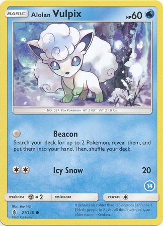 Alolan Vulpix (21/145) (Deck Exclusive #14) [Sun & Moon: Trainer Kit - Alolan Ninetales] - Comfy Hobbies